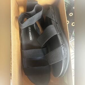 Steve Madden Black Elastic Strap Sandals